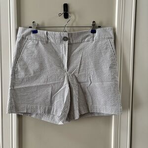 LOFT Women's Black and White Striped Shorts